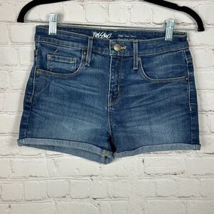 Mossimo High Rise Power Stretch Denim Jean‎ Cuffed Shorts, sz 2 26